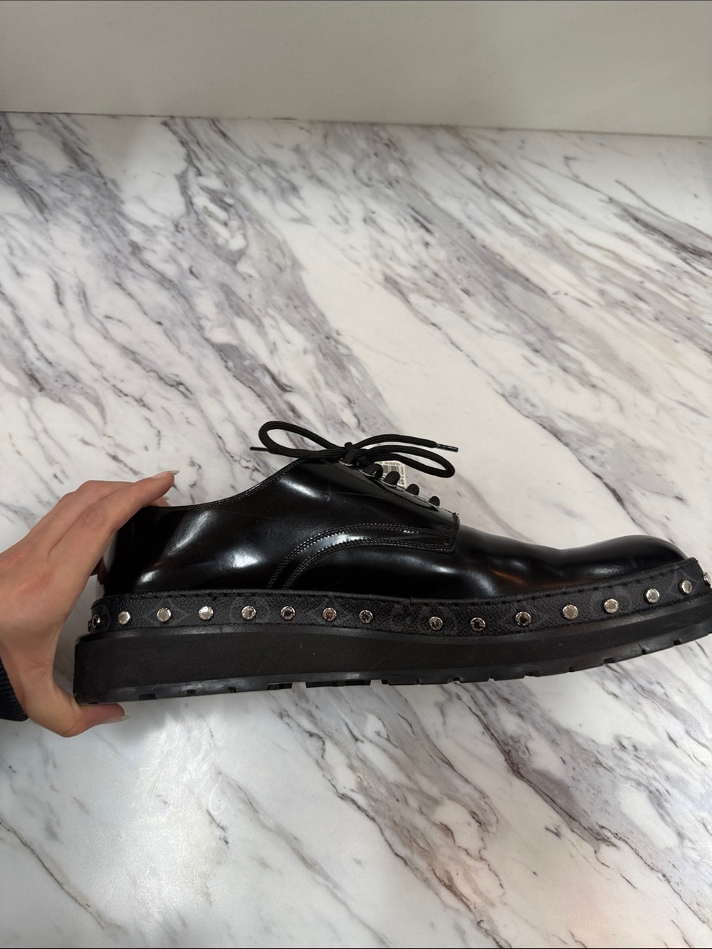 Louis Vuitton Men’s Black Leather Lace-Up Derby Shoe - Picture 2 of 11